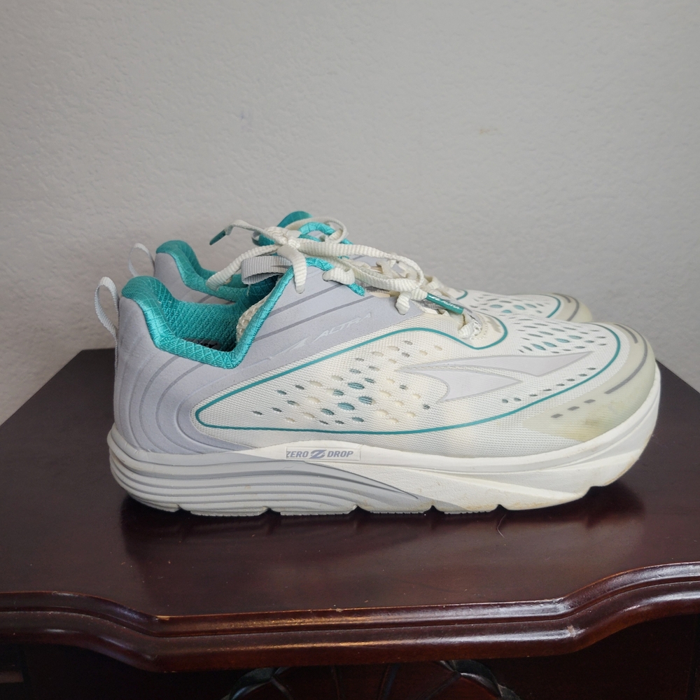 Stylish White and Teal Athletic Shoes
